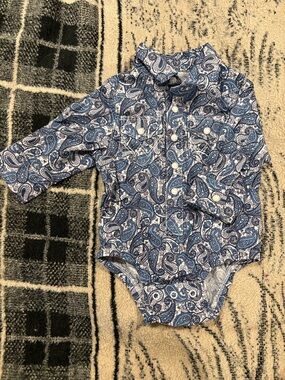 Wrangler Blue Paisley Long-Sleeve Baby Onesie